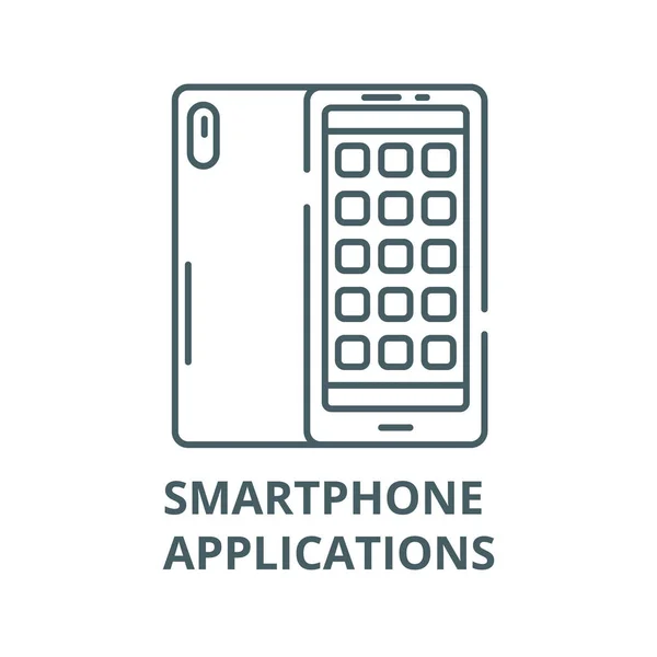 Smartphone-Anwendungen Vektor-Liniensymbol, lineares Konzept, Umrisszeichen, Symbol — Stockvektor