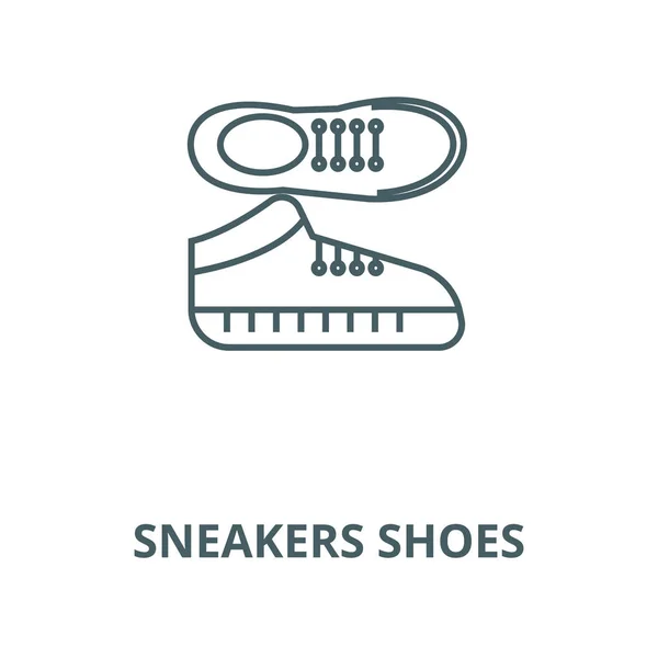 Buty sneakers ikona linii wektorowej, koncepcja liniowa, znak konspektu, symbol — Wektor stockowy