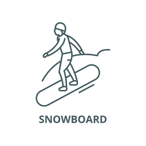 Ikona linii wektorowej snowboardowej, koncepcja liniowa, znak konspektu, symbol — Wektor stockowy