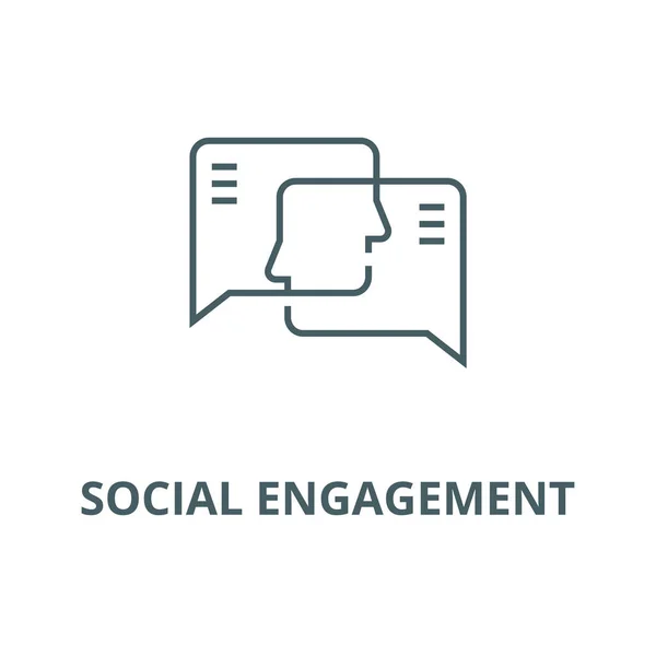 Social Engagement Vektor Liniensymbol, lineares Konzept, Umrisszeichen, Symbol — Stockvektor