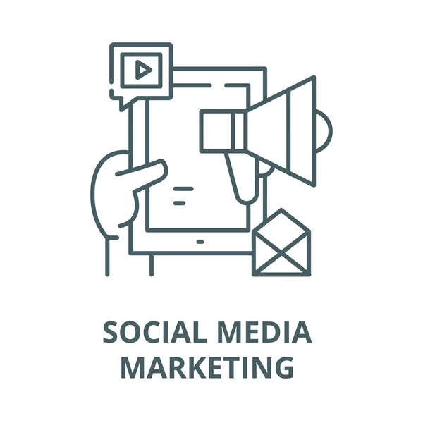 Social Media Marketing pojęcie wektor linii ikona, koncepcja liniowa, znak konspektu, symbol — Wektor stockowy