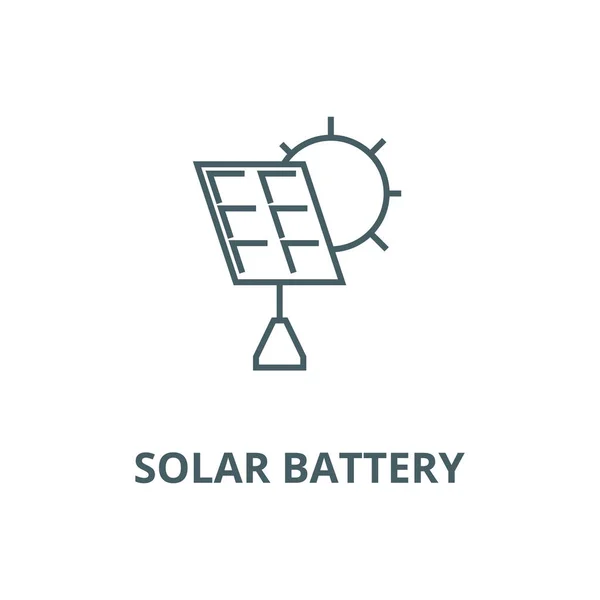 Icono de línea de vector de batería solar, concepto lineal, signo de contorno, símbolo — Archivo Imágenes Vectoriales