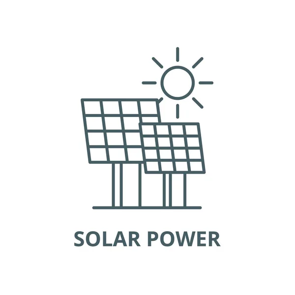 Zonne-energie vector lijn pictogram, lineair concept, omtrek teken, symbool — Stockvector