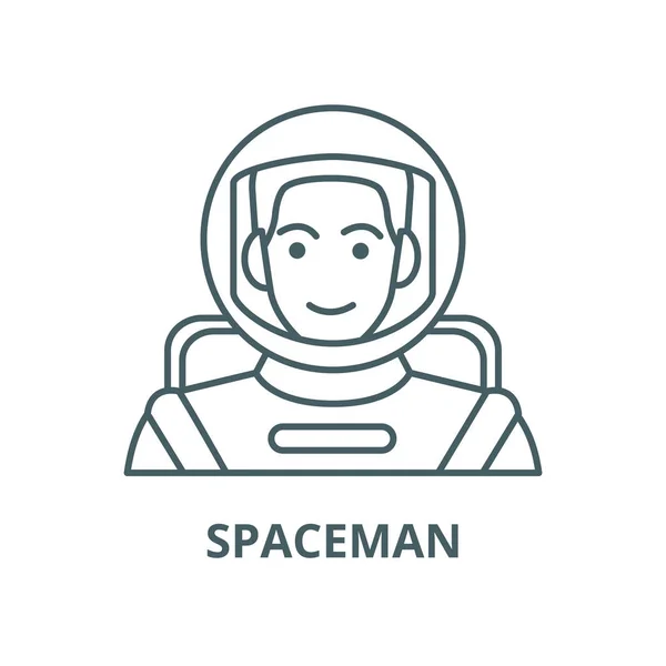 Spaceman, astronauta en el icono de la línea vectorial casco, concepto lineal, signo de contorno, símbolo — Archivo Imágenes Vectoriales