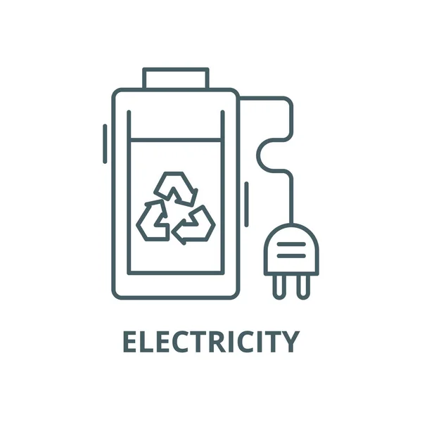 Eco elektriciteit vector lijn pictogram, lineair concept, omtrek teken, symbool — Stockvector