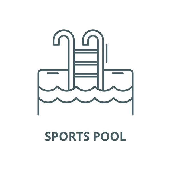 Icona linea vettoriale piscina sportiva, concetto lineare, segno di contorno, simbolo — Vettoriale Stock