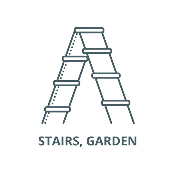 Escaliers, icône de ligne vectorielle de jardin, concept linéaire, panneau de contour, symbole — Image vectorielle