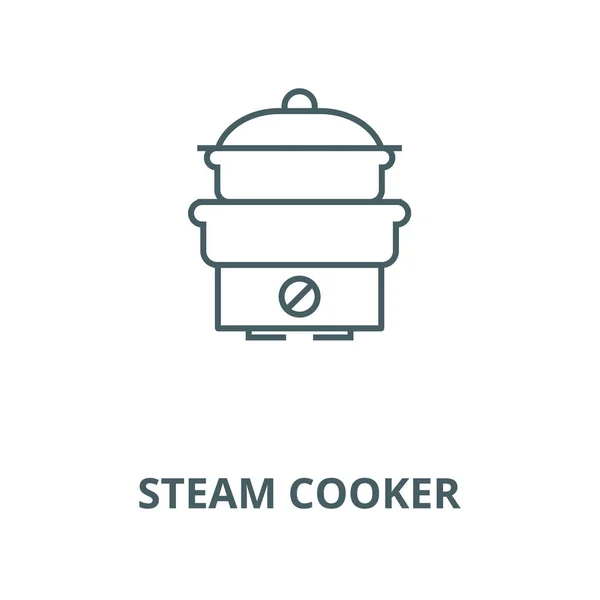 Steam cooker vector line icon, linear concept, outline sign, symbol — Stock Vector