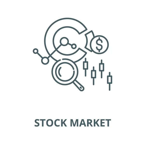 股票市场矢量线图标、线性概念、轮廓符号、符号 — 图库矢量图片