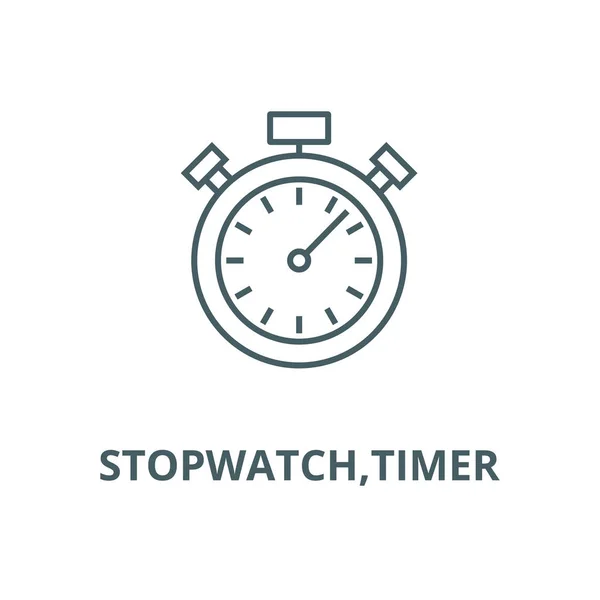 Stopwatch, timer vector lijn icoon, lineair concept, omtrek teken, symbool — Stockvector