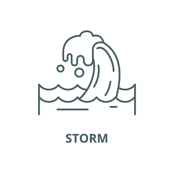 Tempestade vetor ícone de linha, conceito linear, sinal de contorno, símbolo —  Vetores de Stock