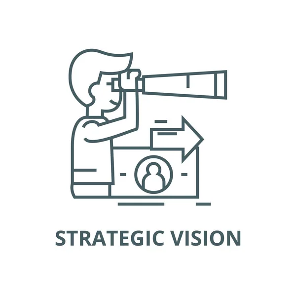 Strategische visie, planning, man vector lijn icon, lineair concept, omtrek teken, symbool — Stockvector