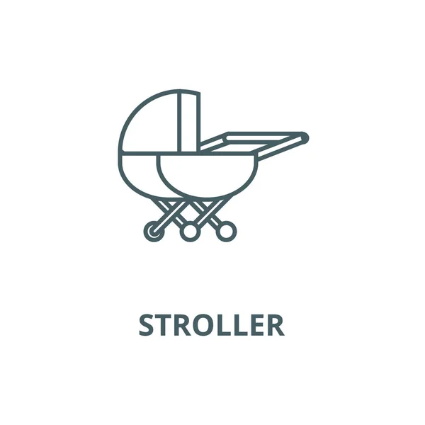 Kinderwagen-Vektor-Liniensymbol, lineares Konzept, Umrisszeichen, Symbol — Stockvektor