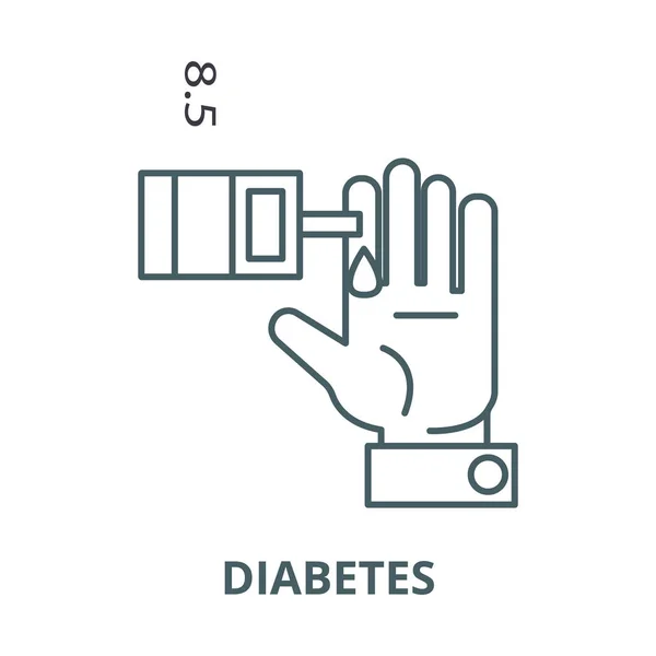 Nivel de azúcar en la sangre, icono de la línea de vectores de diabetes, concepto lineal, signo de contorno, símbolo — Vector de stock