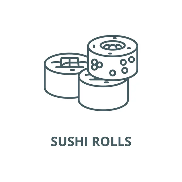 Sushi rola ícone de linha vetorial, conceito linear, sinal de contorno, símbolo — Vetor de Stock