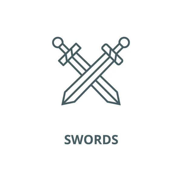Épées icône de ligne vectorielle, concept linéaire, signe de contour, symbole — Image vectorielle