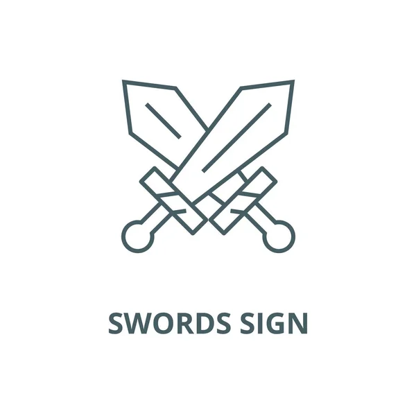 Épées signe vectoriel ligne icône, concept linéaire, contour signe, symbole — Image vectorielle