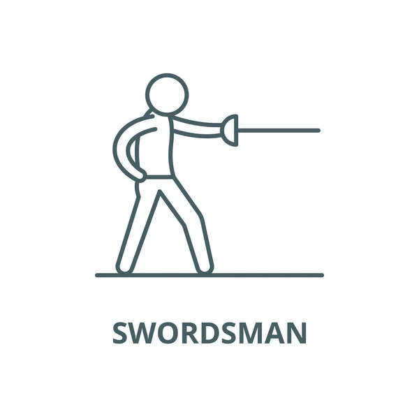 Swordsman icône de ligne vectorielle, concept linéaire, signe de contour, symbole — Image vectorielle