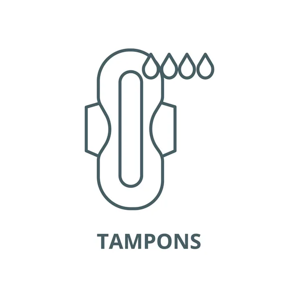 Tamponok, tömörítés, menstruáció vektor vonal ikon, lineáris koncepció, vázlat jel, szimbólum — Stock Vector