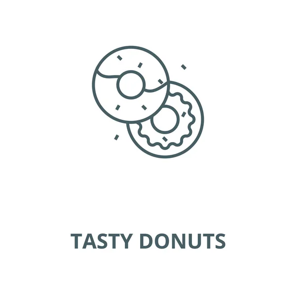 Sabroso donuts vector línea icono, concepto lineal, signo de contorno, símbolo — Archivo Imágenes Vectoriales