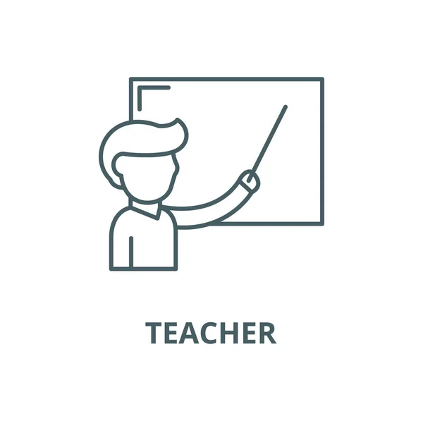 Okul panosunda öğretmen vektör çizgisi simgesi, doğrusal kavram, anahat işareti, sembol — Stok Vektör