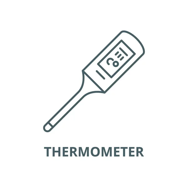 온도계 벡터 선 아이콘, 선형 개념, 윤곽선 기호, 기호 — 스톡 벡터