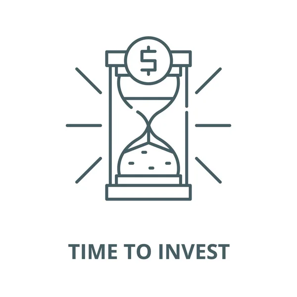 Tempo para investir vetor ícone de linha, conceito linear, sinal de contorno, símbolo — Vetor de Stock