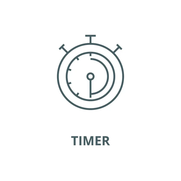 Timer, stoppur, klocka vektor linje ikon, linjärt koncept, kontur skylt, symbol — Stock vektor