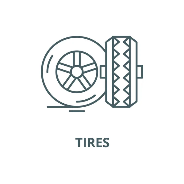 Ícone de linha vetorial de pneus, conceito linear, sinal de contorno, símbolo —  Vetores de Stock