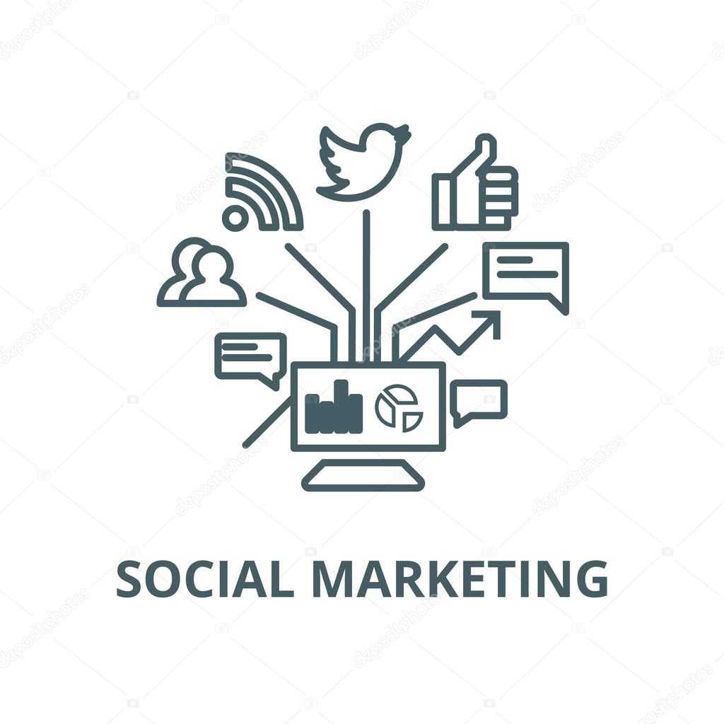 Social marketing vector line icon, linear concept, outline sign, symbol