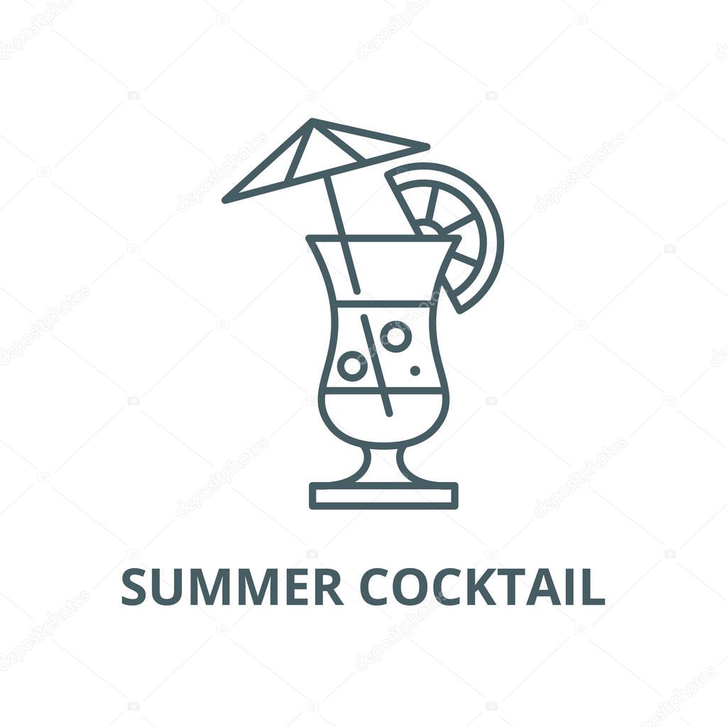 Summer cocktail vector line icon, outline concept, linear sign