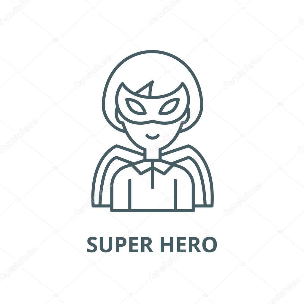 Super hero vector line icon, outline concept, linear sign