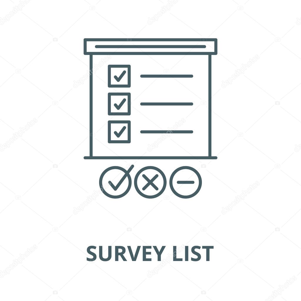 Survey list vector line icon, linear concept, outline sign, symbol