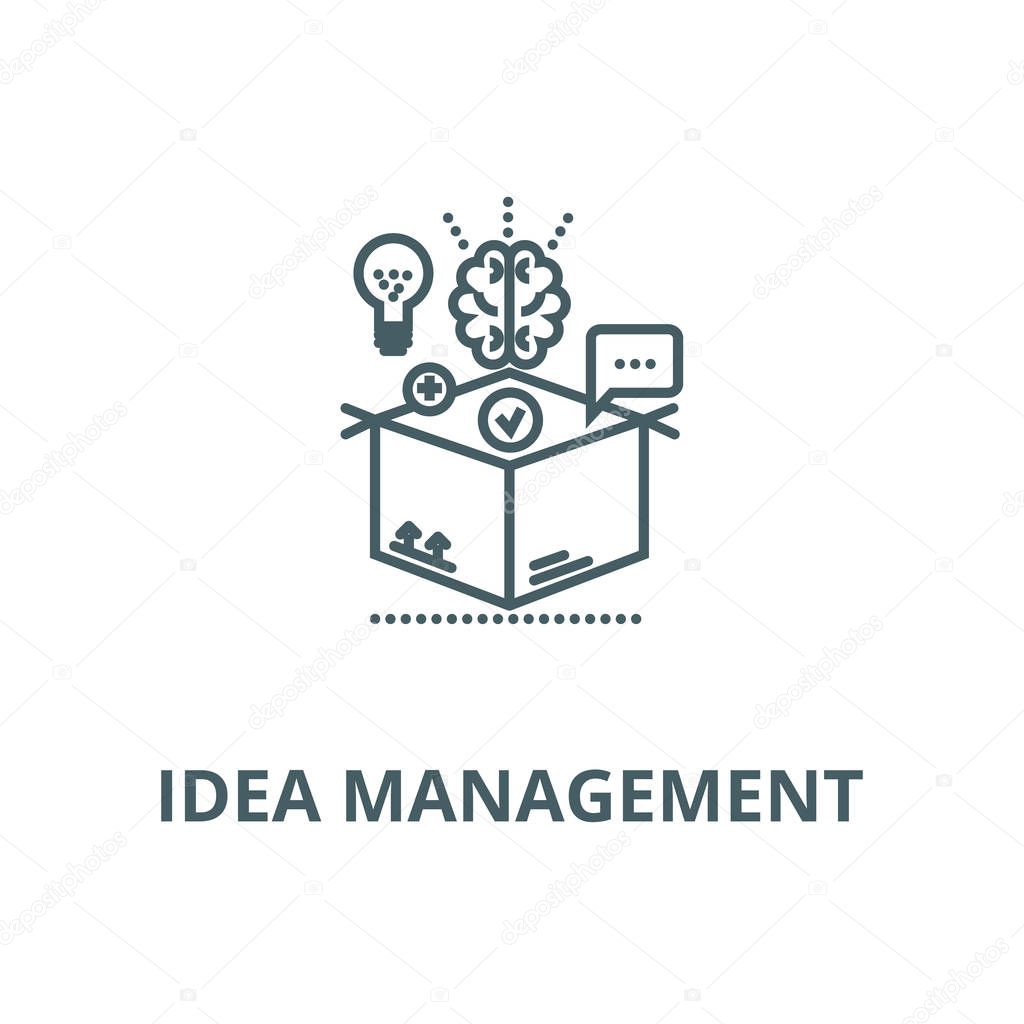 Thinking outside box,idea management vector line icon, linear concept, outline sign, symbol