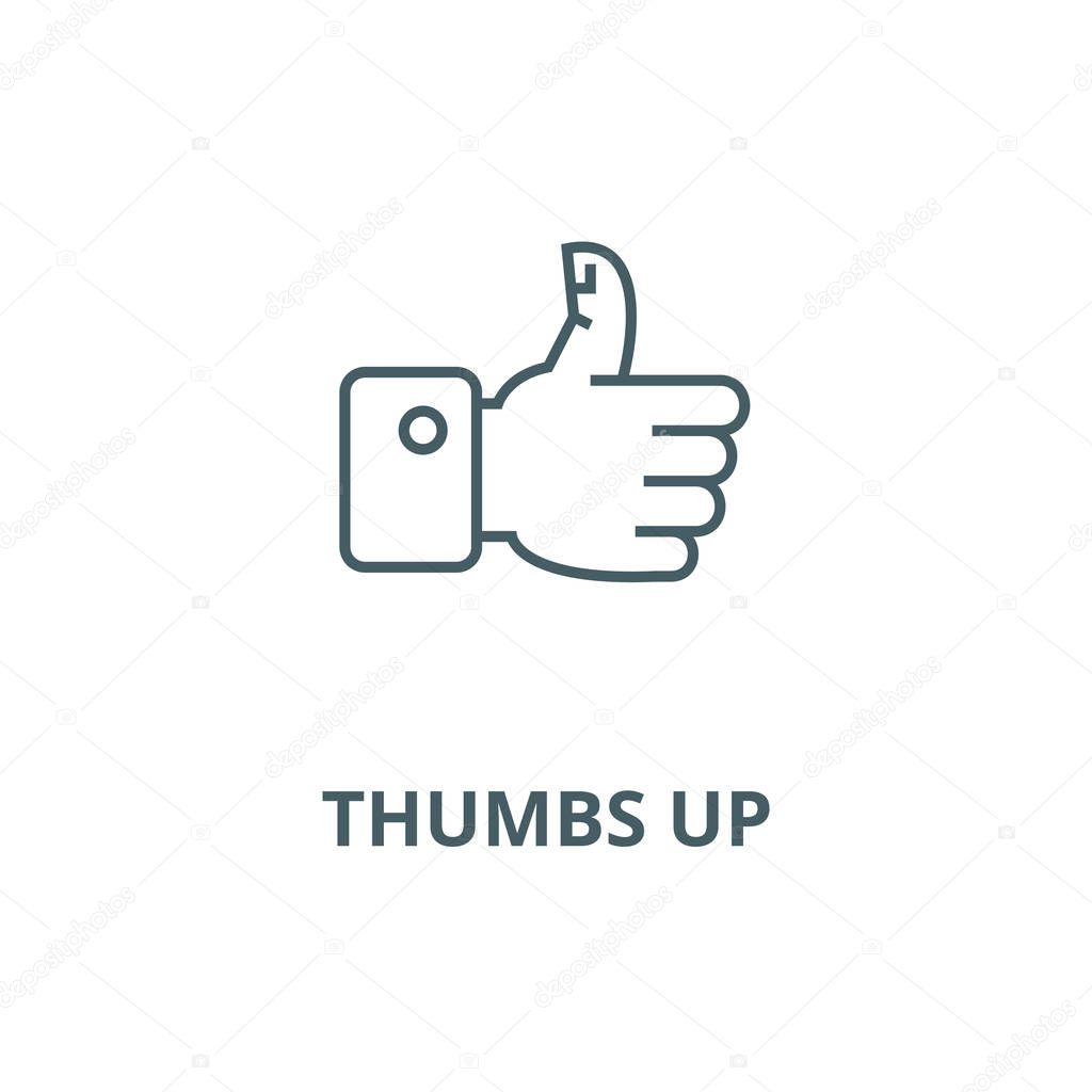 Thumbs up vector line icon, linear concept, outline sign, symbol