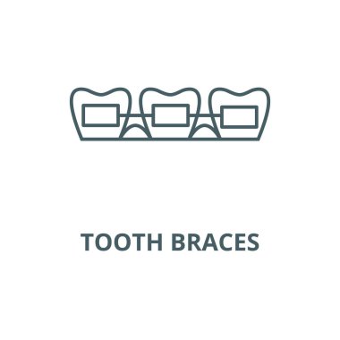 Diş telleri vektör çizgi simgesi, doğrusal kavram, anahat işareti, sembol