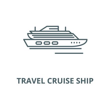 Seyahat yolcu gemisi vektör hattı simgesi, doğrusal kavram, anahat işareti, sembol