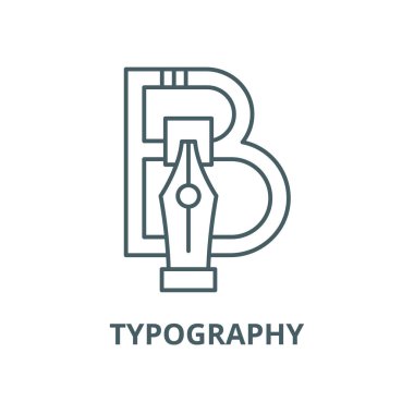 Tipografi vektör çizgi simgesi, doğrusal kavram, anahat işareti, sembol