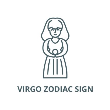 Başak burcu vektör çizgi simgesi, doğrusal kavram, anahat işareti, sembol