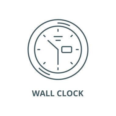 Duvar saati vektör çizgisi simgesi, doğrusal kavram, anahat işareti, sembol