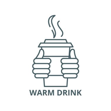 Sıcak içecek vektör çizgi simgesi, doğrusal kavram, anahat işareti, sembol