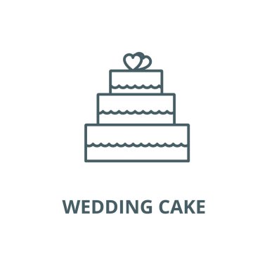 Düğün pastası vektör çizgi simgesi, doğrusal kavram, anahat işareti, sembol