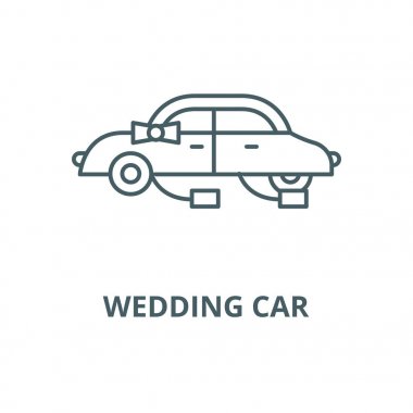 Düğün arabası vektör çizgi simgesi, doğrusal kavram, anahat işareti, sembol
