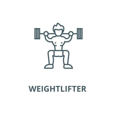 Halterci vektör çizgisi simgesi, doğrusal kavram, anahat işareti, sembol