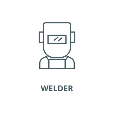 Kaynakçı vektör çizgi simgesi, doğrusal kavram, anahat işareti, sembol