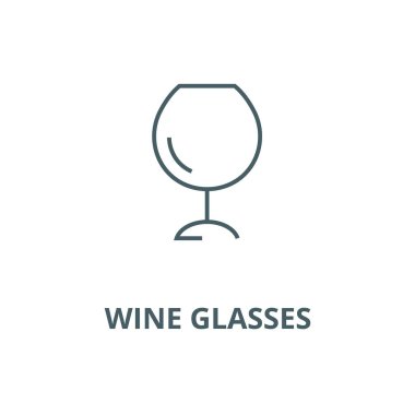 Şarap kadehleri, alkol vektör çizgisi simgesi, doğrusal konsept, çizgi işareti, sembol