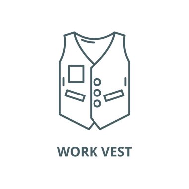 Work vest vector line icon, linear concept, outline sign, symbol clipart
