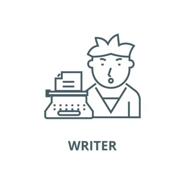 Yazıcı vektör satırı simgesi, doğrusal konsept, ana çizgi işareti, sembol