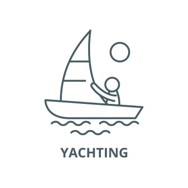 Yachting vektör çizgisi simgesi, doğrusal konsept, ana çizgi işareti, sembol