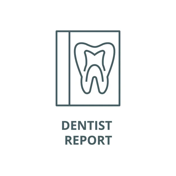 Tooth record,medical dentist report vector line icon, linear concept, outline sign, symbol — Stock Vector